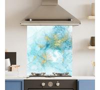 Choose Your Print Premium 59.5 X 74.5Cm Aquamarine Quartz 6mm Glass Toughened Kitchen Splashback