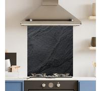 Choose Your Print Premium 59.5 X 74.5Cm Black Concrete 6mm Glass Toughened Kitchen Splashback