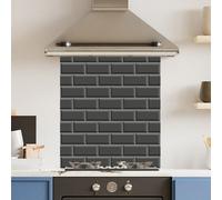 Choose Your Print Premium 59.5 X 74.5Cm Black Metro Tile 6mm Glass Toughened Kitchen Splashback