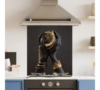 Choose Your Print Premium 59.5 X 74.5Cm Gold Black Hands 6mm Glass Toughened Kitchen Splashback