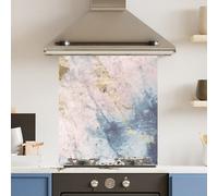 Choose Your Print Premium 59.5 X 74.5Cm Pink Blue Marble 6mm Glass Toughened Kitchen Splashback