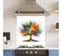 Choose Your Print Premium 59.5 X 74.5Cm Rainbow Tree 6mm Glass Toughened Kitchen Splashback