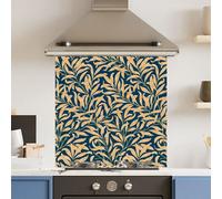 Choose Your Print Premium 60 X 60Cm Blue Yellow Leaf 6mm Glass Toughened Kitchen Splashback - Heat Resistant Polished Edges