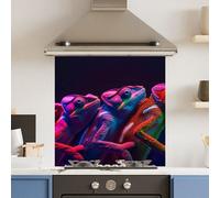 Choose Your Print Premium 60 X 60Cm Neon Chameleon 6mm Glass Toughened Kitchen Splashback - Heat Resistant Polished Edges