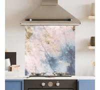 Choose Your Print Premium 60 X 60Cm Pink Blue Marble 6mm Glass Toughened Kitchen Splashback - Heat Resistant Polished Edges