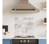 Choose Your Print Premium 60 X 60Cm White Marble 6mm Glass Toughened Kitchen Splashback - Heat Resistant Polished Edges