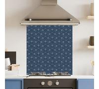 Choose Your Print Premium 60 X 65Cm Blue Gold Pattern 6mm Glass Toughened Kitchen Splashback - Heat Resistant Polished Edges