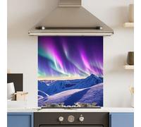Choose Your Print Premium 60 X 65Cm Northern Lights 6mm Glass Toughened Kitchen Splashback - Heat Resistant Polished Edges