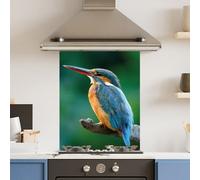 Choose Your Print Premium 60 X 75Cm Blue Kingfisher 6mm Glass Toughened Kitchen Splashback - Heat Resistant Polished Edges