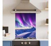 Choose Your Print Premium 60 X 75Cm Northern Lights 6mm Glass Toughened Kitchen Splashback - Heat Resistant Polished Edges