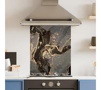 Choose Your Print Premium 60Cm X 75Cm 6mm Glass Gold Marble Kitchen Splashback Various Sizes Toughened - 60 Cm
