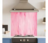 Choose Your Print Premium 65 X 60Cm Pink Brush Stroke 6mm Glass Toughened Kitchen Splashback