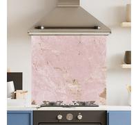 Choose Your Print Premium 65 X 60Cm Pink Gold Marble 6mm Glass Toughened Kitchen Splashback