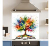 Choose Your Print Premium 65 X 60Cm Rainbow Tree 6mm Glass Toughened Kitchen Splashback