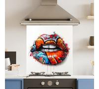 Choose Your Print Premium 65 X 70Cm Grafitti Mouth 6mm Glass Toughened Kitchen Splashback