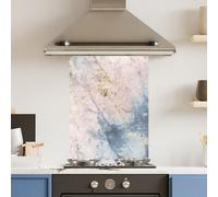 Choose Your Print Premium 65 X 90Cm Pink Blue Marble 6mm Glass Toughened Kitchen Splashback
