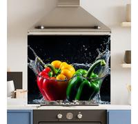 Choose Your Print Premium 70 X 60Cm Pepper Splash 6mm Glass Toughened Kitchen Splashback