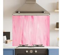 Choose Your Print Premium 70 X 60Cm Pink Brush Stroke 6mm Glass Toughened Kitchen Splashback