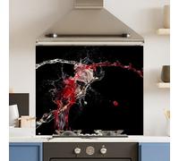 Choose Your Print Premium 70 X 60Cm Red White Splash 6mm Glass Toughened Kitchen Splashback