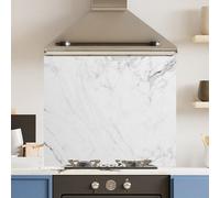 Choose Your Print Premium 70 X 60Cm White Veiny Marble 6mm Glass Toughened Kitchen Splashback