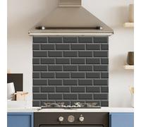 Choose Your Print Premium 70 X 65Cm Black Metro Tile 6mm Glass Toughened Kitchen Splashback - Heat Resistant Polished Edges