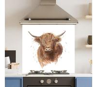 Choose Your Print Premium 70 X 65Cm Drawn Cow 6mm Glass Toughened Kitchen Splashback - Heat Resistant Polished Edges