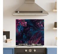 Choose Your Print Premium 70 X 65Cm Florescent Leaf 6mm Glass Toughened Kitchen Splashback - Heat Resistant Polished Edges