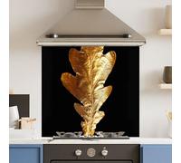 Choose Your Print Premium 70 X 65Cm Gold Black Leaf 6mm Glass Toughened Kitchen Splashback - Heat Resistant Polished Edges