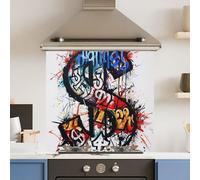 Choose Your Print Premium 70 X 65Cm Grafitti Dollar 6mm Glass Toughened Kitchen Splashback - Heat Resistant Polished Edges