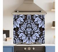 Choose Your Print Premium 70 X 65Cm Purple Floral 6mm Glass Toughened Kitchen Splashback - Heat Resistant Polished Edges