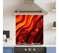 Choose Your Print Premium 70 X 75Cm Lava Leaf 6mm Glass Toughened Kitchen Splashback - Heat Resistant Polished Edges