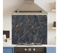 Choose Your Print Premium 74.5 X 59.5Cm Black Marble 6mm Glass Toughened Kitchen Splashback