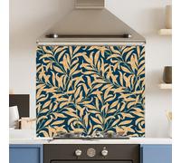 Choose Your Print Premium 74.5 X 59.5Cm Blue Yellow Leaf 6mm Glass Toughened Kitchen Splashback