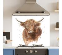 Choose Your Print Premium 74.5 X 59.5Cm Drawn Cow 6mm Glass Toughened Kitchen Splashback