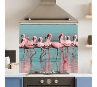 Choose Your Print Premium 74.5 X 59.5Cm Flamingo 6mm Glass Toughened Kitchen Splashback
