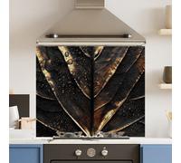 Choose Your Print Premium 74.5 X 59.5Cm Gold Black 6mm Glass Toughened Kitchen Splashback