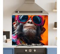 Choose Your Print Premium 74.5 X 59.5Cm Monkey Glasses 6mm Glass Toughened Kitchen Splashback