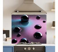 Choose Your Print Premium 74.5 X 59.5Cm Purple Drops 6mm Glass Toughened Kitchen Splashback
