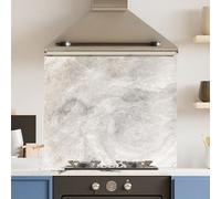 Choose Your Print Premium 74.5 X 59.5Cm White Marble 6mm Glass Toughened Kitchen Splashback