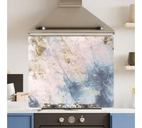 Choose Your Print Premium 75 X 60Cm Pink Blue Marble 6mm Glass Toughened Kitchen Splashback