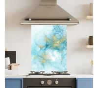 Choose Your Print Premium 75 X 90Cm Aquamarine Quartz 6mm Glass Toughened Kitchen Splashback