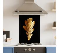 Choose Your Print Premium 75 X 90Cm Gold Black Leaf 6mm Glass Toughened Kitchen Splashback