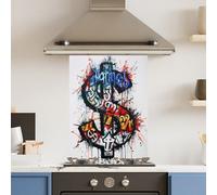Choose Your Print Premium 75 X 90Cm Grafitti Dollar 6mm Glass Toughened Kitchen Splashback