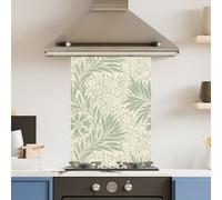 Choose Your Print Premium 75 X 90Cm Pale Green Leaf 6mm Glass Toughened Kitchen Splashback