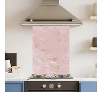 Choose Your Print Premium 75 X 90Cm Pink Gold Marble 6mm Glass Toughened Kitchen Splashback