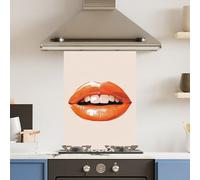 Choose Your Print Premium 75 X 90Cm Red Lips 6mm Glass Toughened Kitchen Splashback