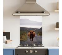 Choose Your Print Premium 75 X 90Cm Road Cow 6mm Glass Toughened Kitchen Splashback