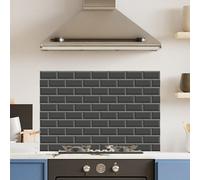 Choose Your Print Premium 90 X 60Cm Black Metro Tile 6mm Glass Toughened Kitchen Splashback