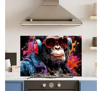 Choose Your Print Premium 90 X 60Cm Monkey Splash 6mm Glass Toughened Kitchen Splashback