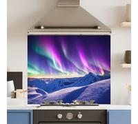 Choose Your Print Premium 90 X 65Cm Northern Lights 6mm Glass Toughened Kitchen Splashback - Heat Resistant Polished Edges